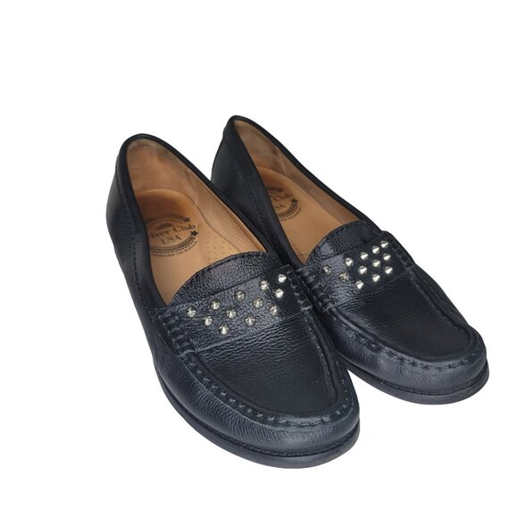 Driver Club USA Leather Studded flat Loafers Size 7 - Picture 1 of 8